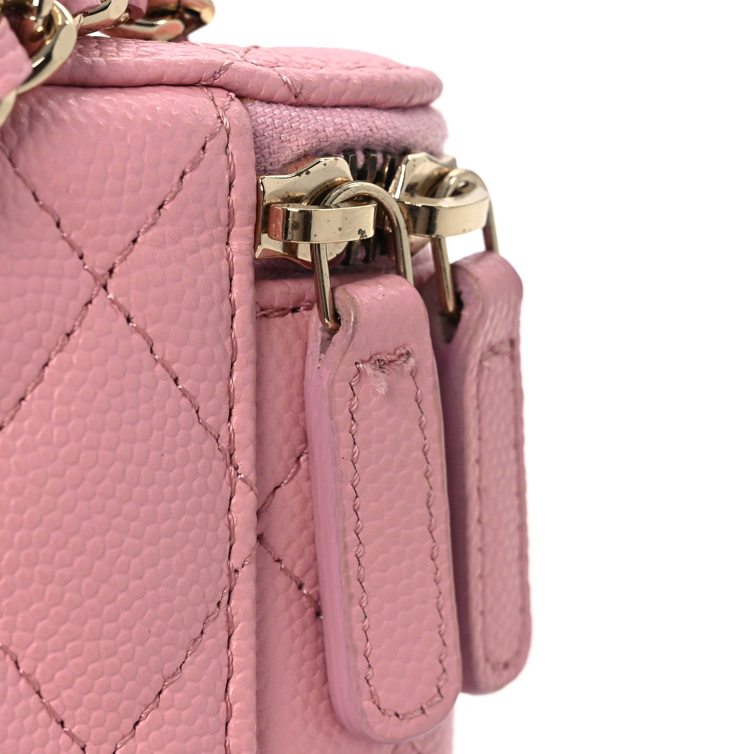 Chanel Caviar Quilted Small Vertical Coco Beauty Vanity Case With Chain Light Pink 11 of 12