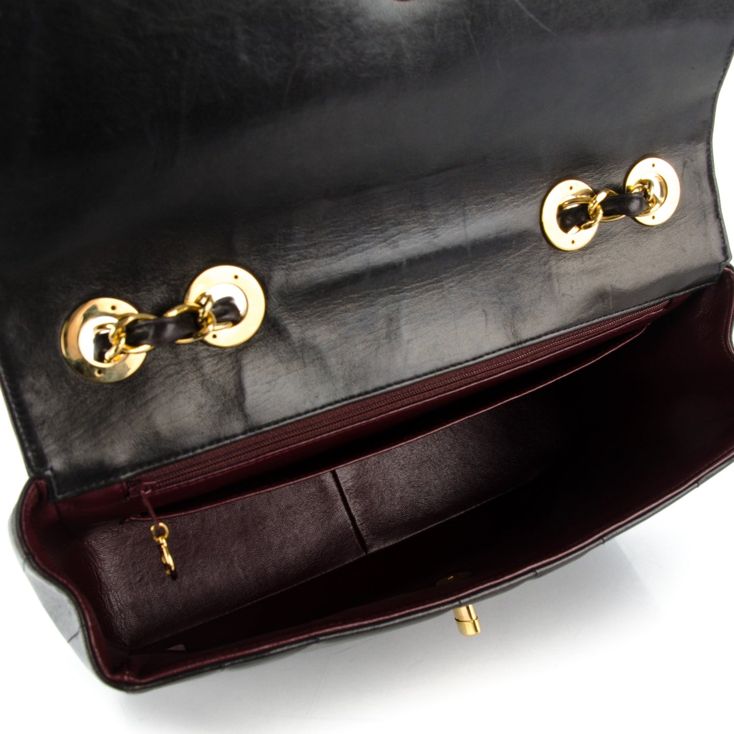 Lambskin Vertical Quilt Jumbo Flap Black