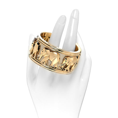 Cartier 18K Yellow Gold Emerald Elephant Cuff Bracelet 2 of 4