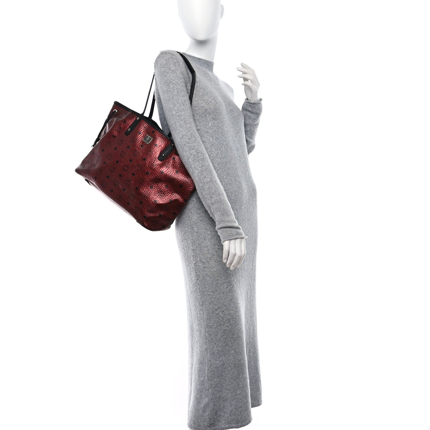 Metallic Visetos Medium Anya Shopper Tote Scooter Red