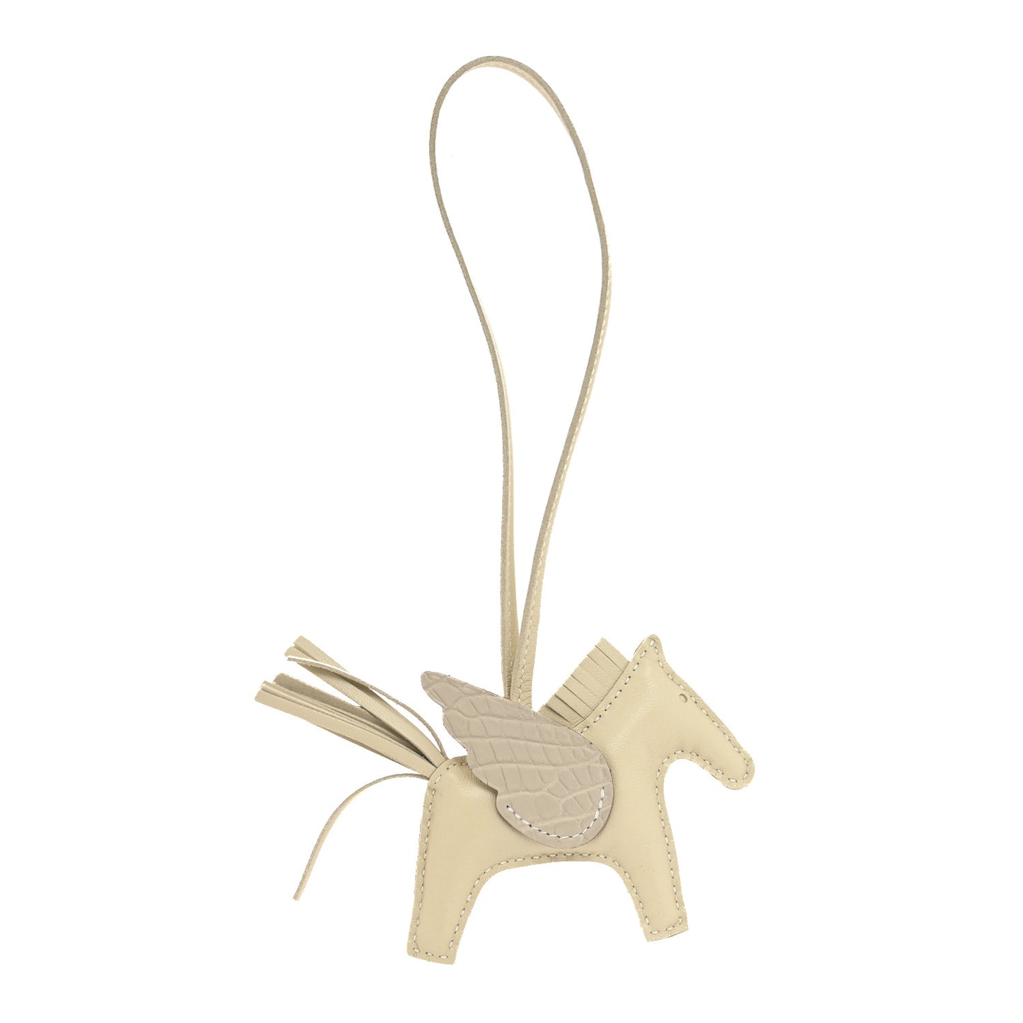 Milo Lambskin Matte Alligator Touch Grigri Rodeo Pegase Horse Bag Charm PM Craie Nata Beton