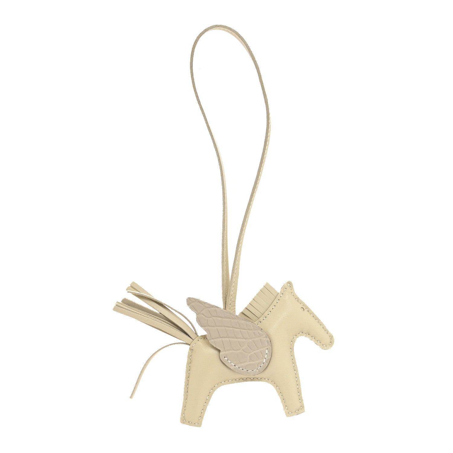 Hermes Milo Lambskin Matte Alligator Touch Grigri Rodeo Pegase Horse Bag Charm PM Craie Nata Beton 1 of 4