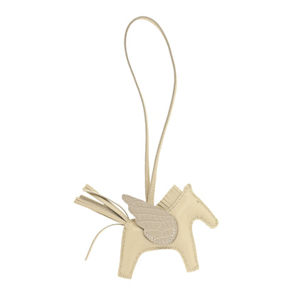 Hermes Milo Lambskin Matte Alligator Touch Grigri Rodeo Pegase Horse Bag Charm PM Craie Nata Beton 1 of 4