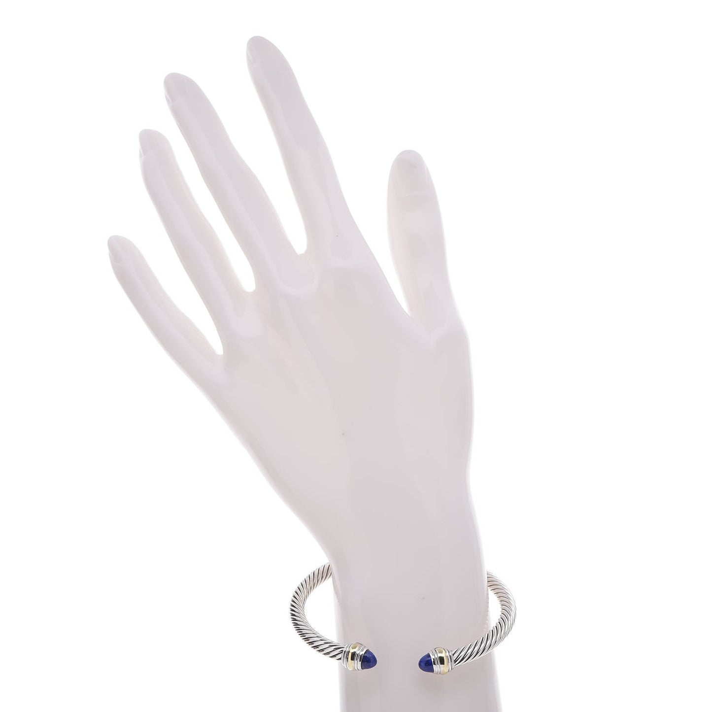 Sterling Silver 14K Yellow Gold Lapis Lazuli 5mm Cable Classics Bracelet