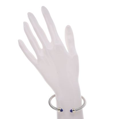 David Yurman Sterling Silver 14K Yellow Gold Lapis Lazuli 5mm Cable Classics Bracelet 2 of 6
