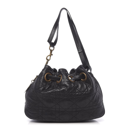 Christian Dior Lambskin Cannage Drawstring Bag Black 1 of 10