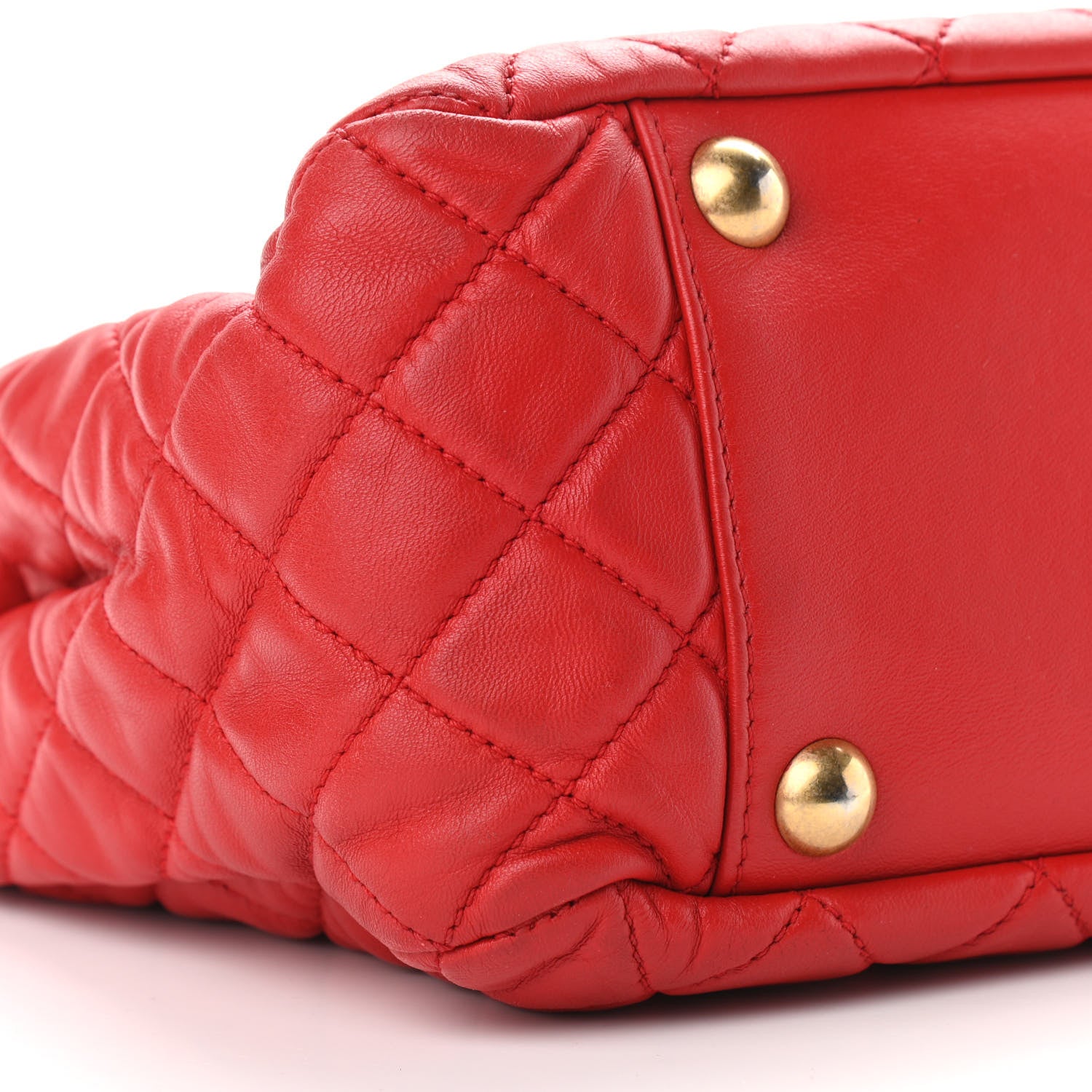 Chanel Calfskin Quilted Shopping Tote Red 8 of 9