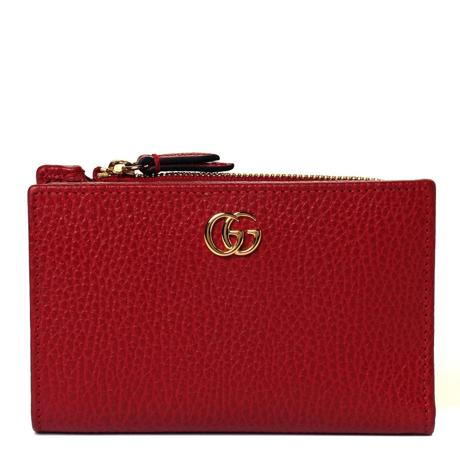 Gucci Dollar Calfskin GG Marmont Zipped Wallet Hibiscus Red 1 of 7