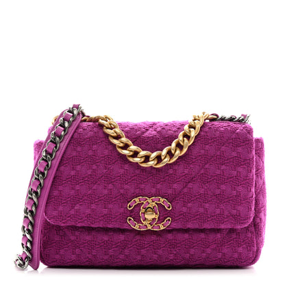 Chanel Tweed Quilted Medium Chanel 19 Flap Magenta 1 of 10