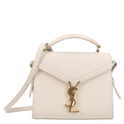 Saint Laurent Grain de Poudre Mini Classic Monogram Cassandra Top Handle Crema Soft Rouge Legion 1 of 9