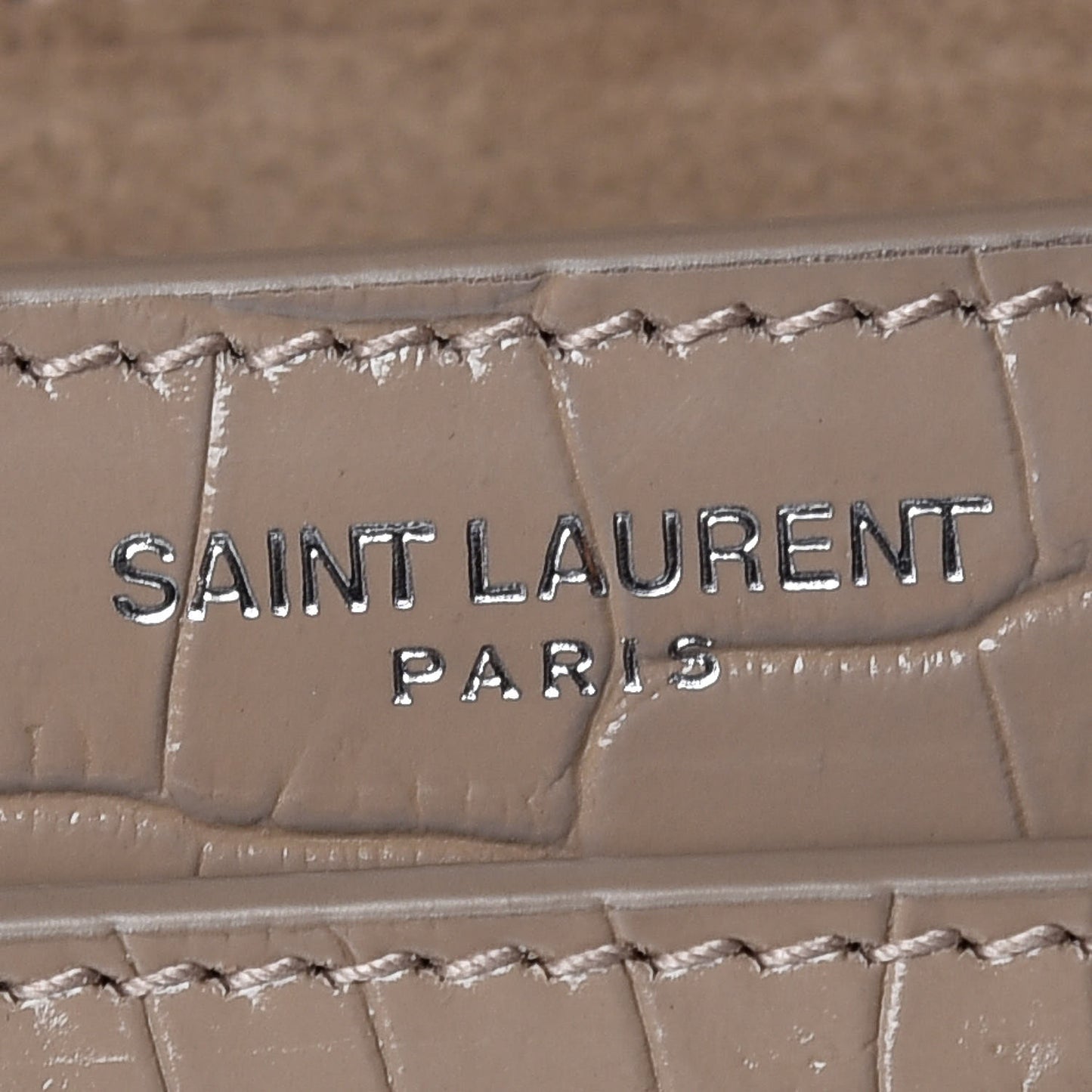 Calfskin Crocodile Embossed Medium Monogram Sunset Dark Beige
