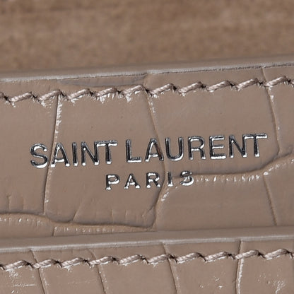 Saint Laurent Calfskin Crocodile Embossed Medium Monogram Sunset Dark Beige 8 of 10