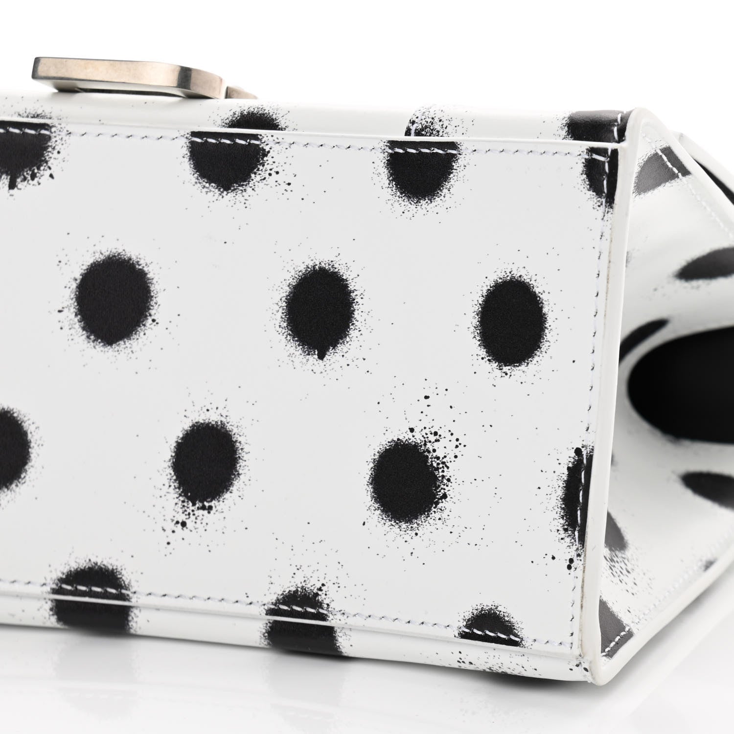Balenciaga Smooth Calfskin Spray Polka Dot Small Hourglass Top Handle Bag White Black 10 of 10