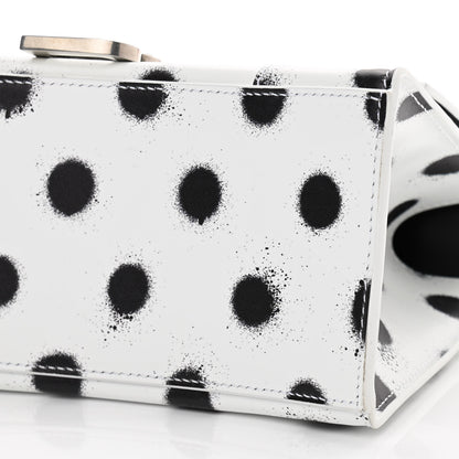 Balenciaga Smooth Calfskin Spray Polka Dot Small Hourglass Top Handle Bag White Black 10 of 10