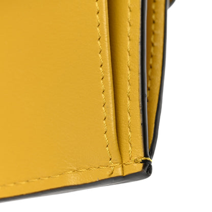 Fendi Vitello Liberty F is Fendi Bi-Color FF 1974 Embossed Micro Tri-Fold Envelope Wallet Maya Black Sunflower 9 of 10