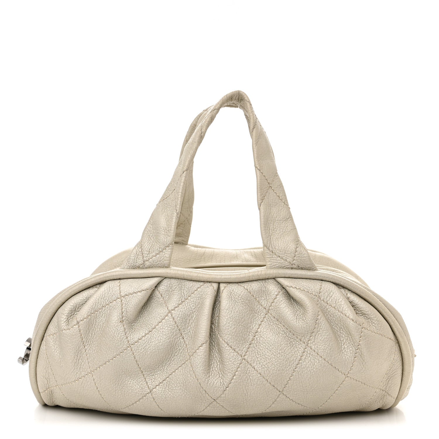Chanel Metallic Deerskin Stitched Bowler Grey 1 of 12