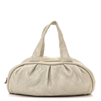 Chanel Metallic Deerskin Stitched Bowler Grey 1 of 12