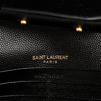 Saint Laurent Grain De Poudre Matelasse Chevron Monogram Chain Wallet Black 6 of 12