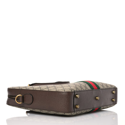 Gucci GG Supreme Monogram Textured Calfskin Web Medium Ophidia Briefcase Beige Ebony New Acero 4 of 19