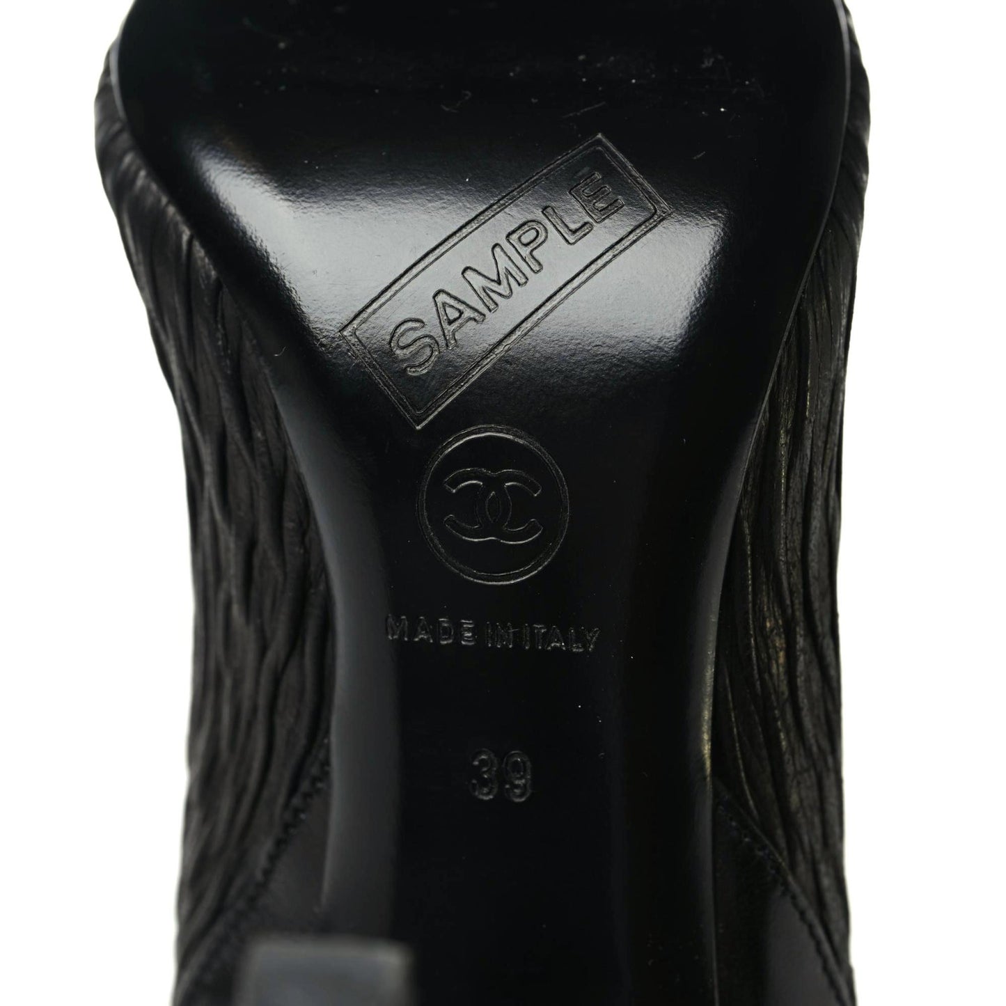 Calfskin Embossed Snakeskin Cap Toe CC Over The Knee Boots 39 Black