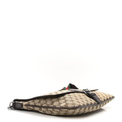 Gucci Monogram Web Single Buckle Flap Messenger Bag Beige Dark Brown 4 of 10