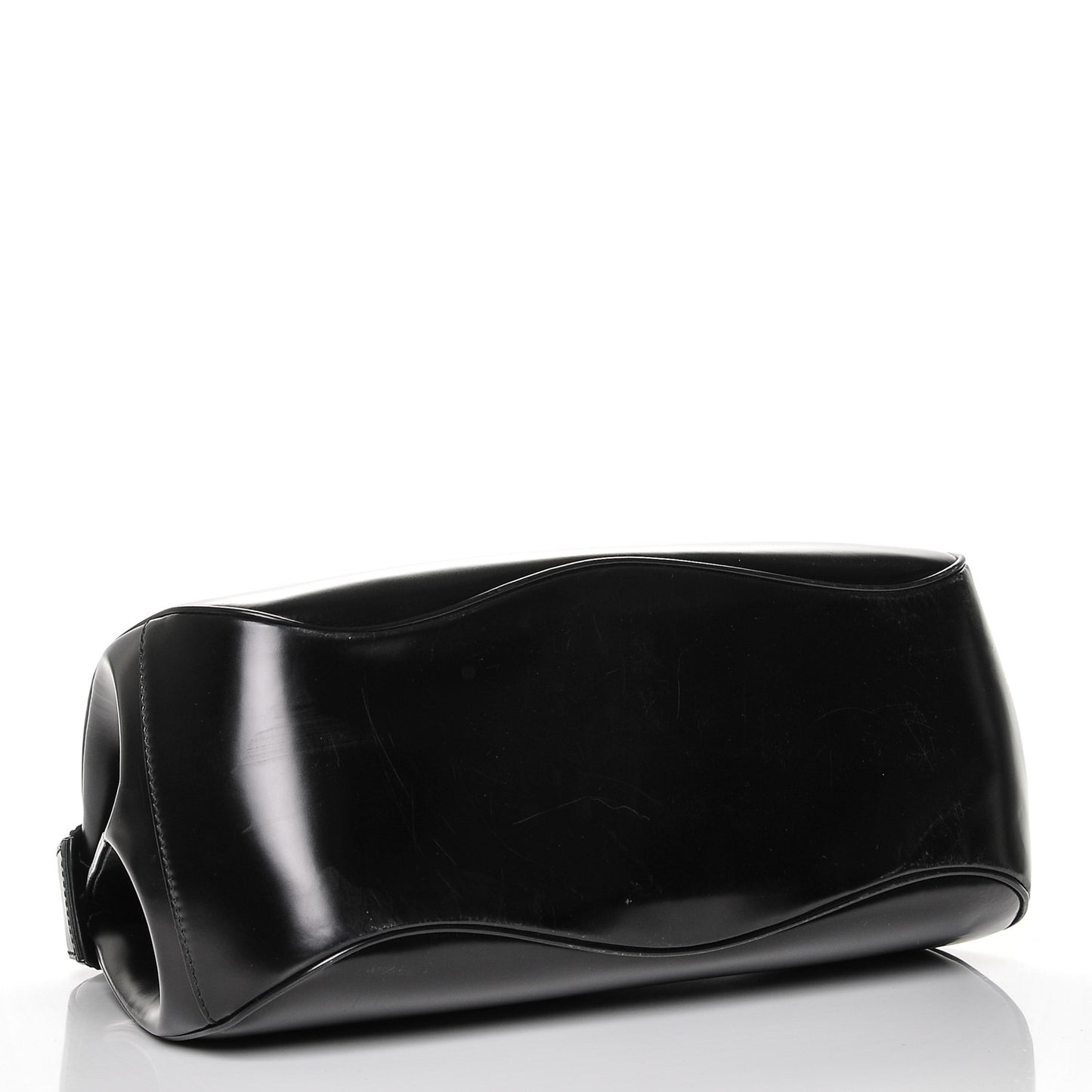 Regent Calfskin Bamboo Large Lady Lock Top Handle Bag Black