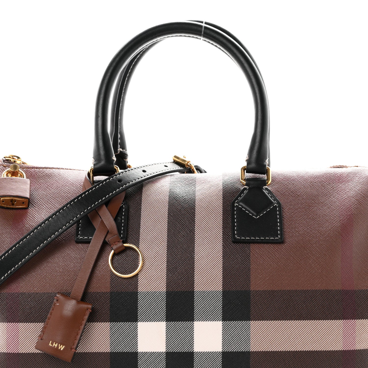 Burberry E-canvas Check Bowling Bag Dark Birch Brown 7 of 9