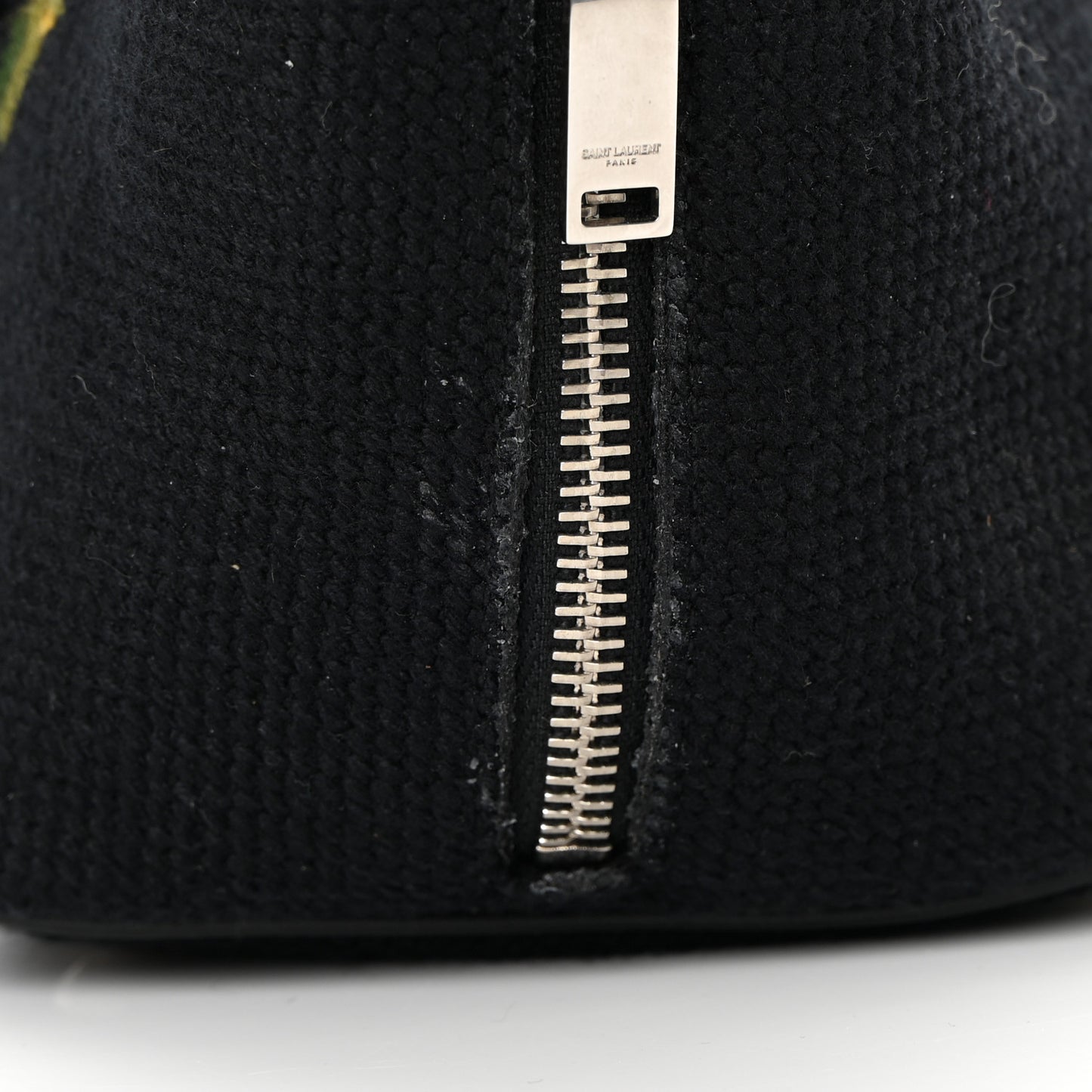 Woven Wool Embroidered Baby Emmanuelle Bucket Bag Black