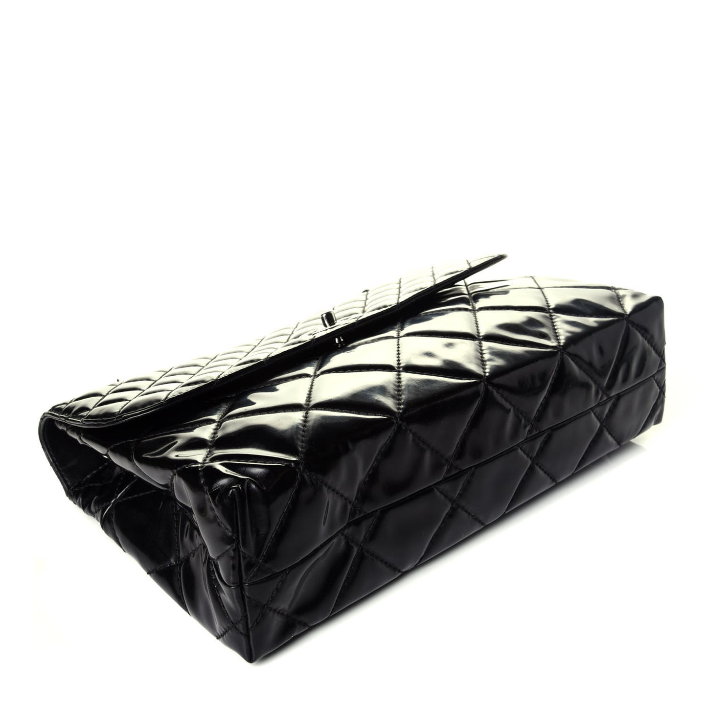 Vinyl Quilted In the Business Flap Bag Black