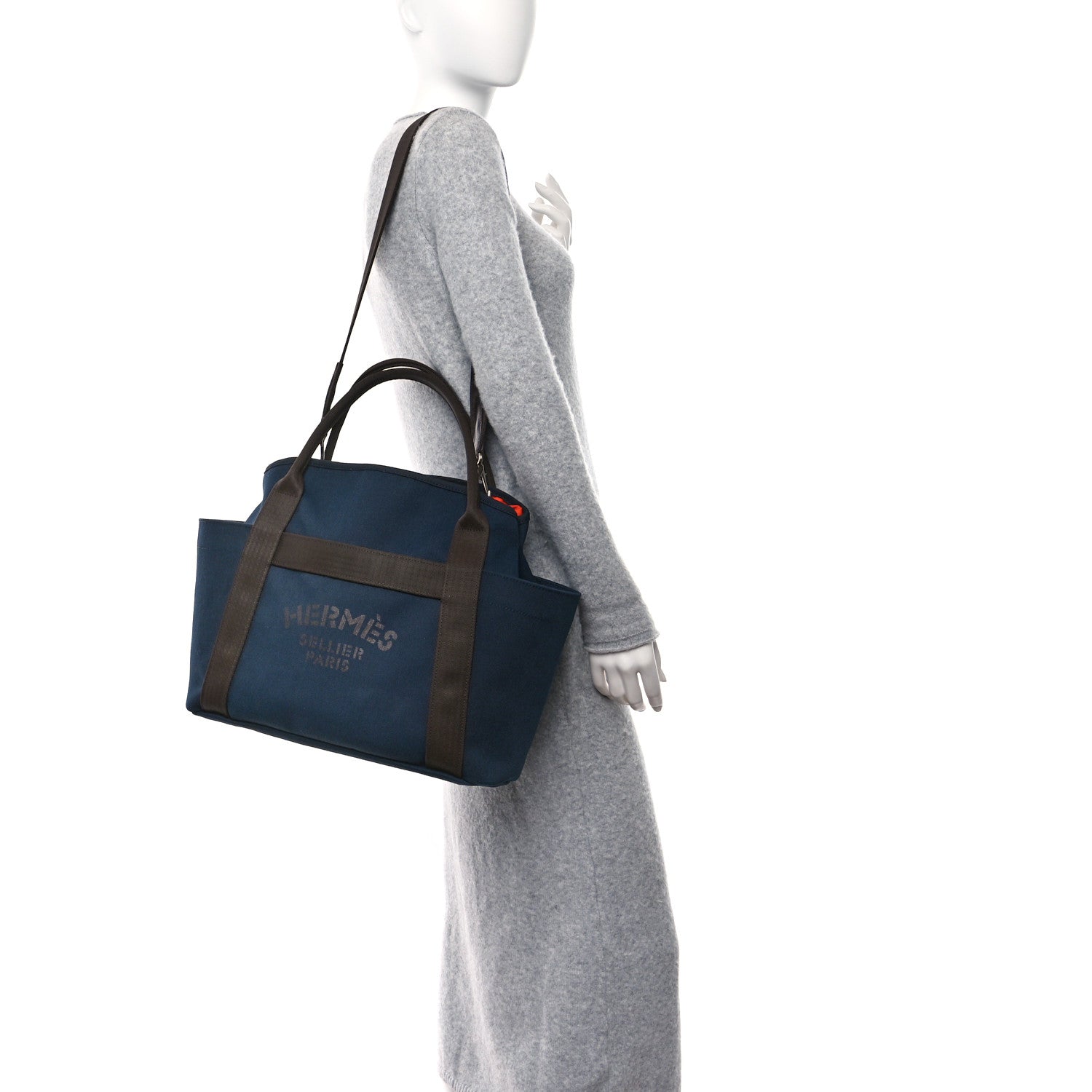 Hermes Canvas The Grooming Bag Bleu Navy Feu 2 of 12