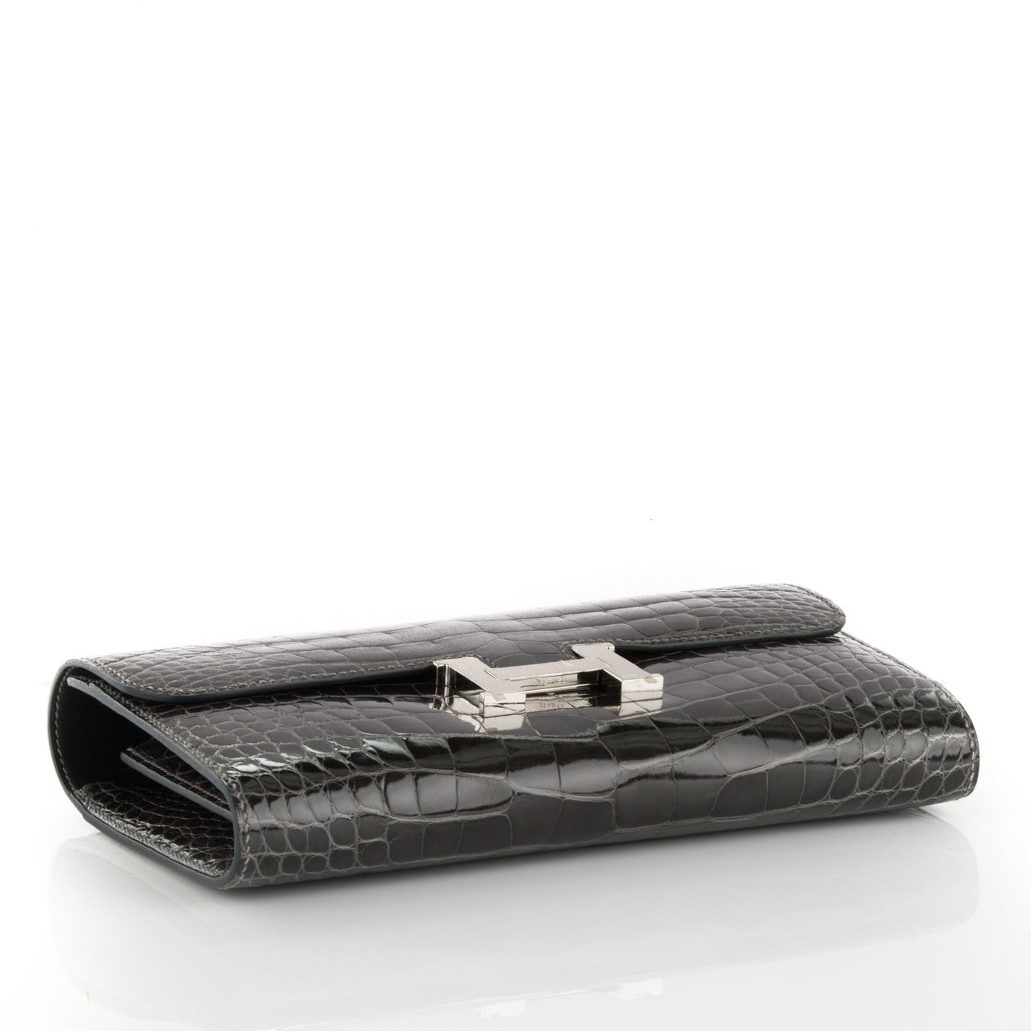 Shiny Alligator Constance Wallet Graphite
