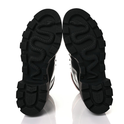 Gucci Calfskin Sylvie Web Womens Lace Up Combat Boots 39 Black 5 of 9