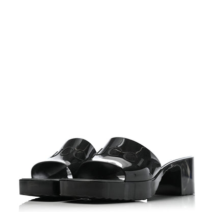 Gucci Rubber Gucci Logo Womens Platform 20/60mm Slide Sandals 38 Black 3 of 6