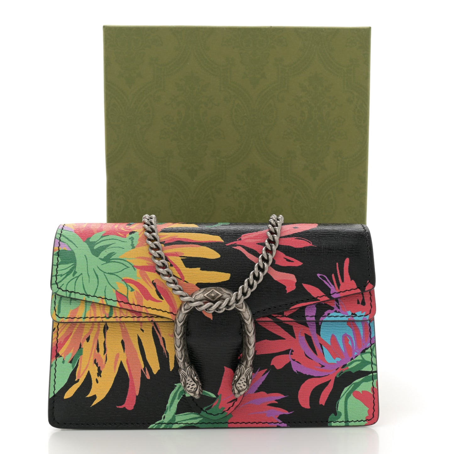 X KEN SCOTT New Shangai Calfskin Jenny Floral Print Super Mini Dionysus Shoulder Bag Black Pink