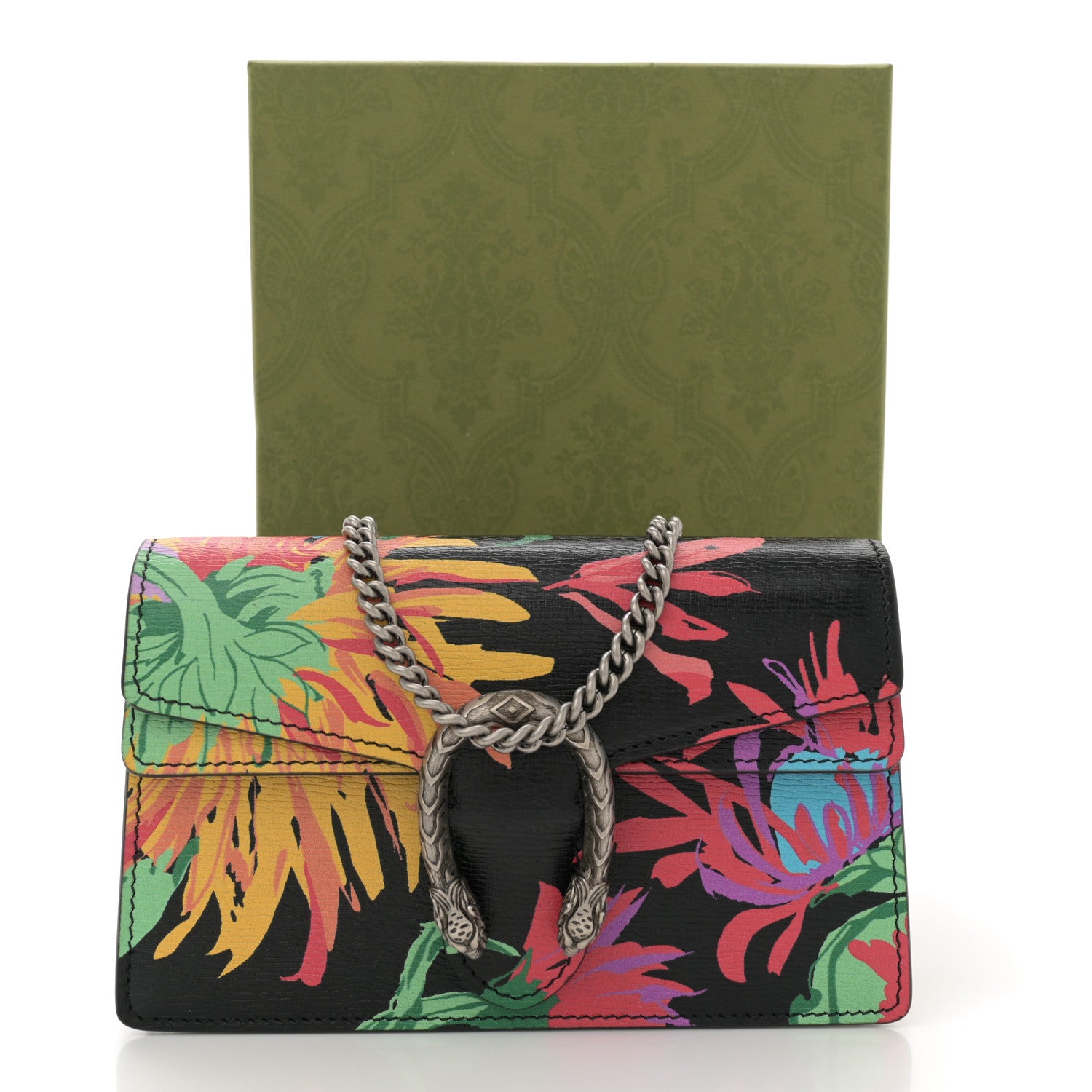 Gucci X KEN SCOTT New Shangai Calfskin Jenny Floral Print Super Mini Dionysus Shoulder Bag Black Pink 10 of 10