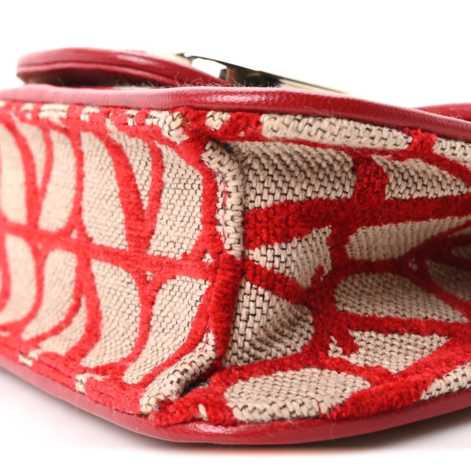 Valentino Garavani Toile Iconographe Goatskin Vlogo Small Loco Shoulder Bag Natural Rosso Valentino 10 of 10
