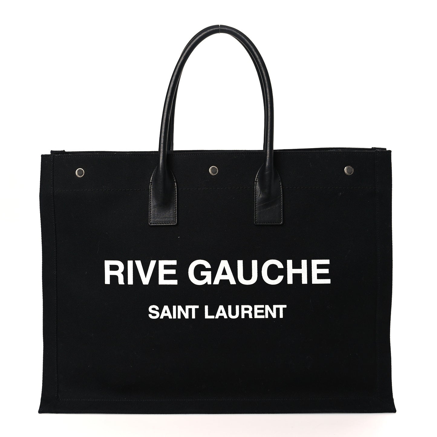 Linen Calfskin Rive Gauche Tote Black