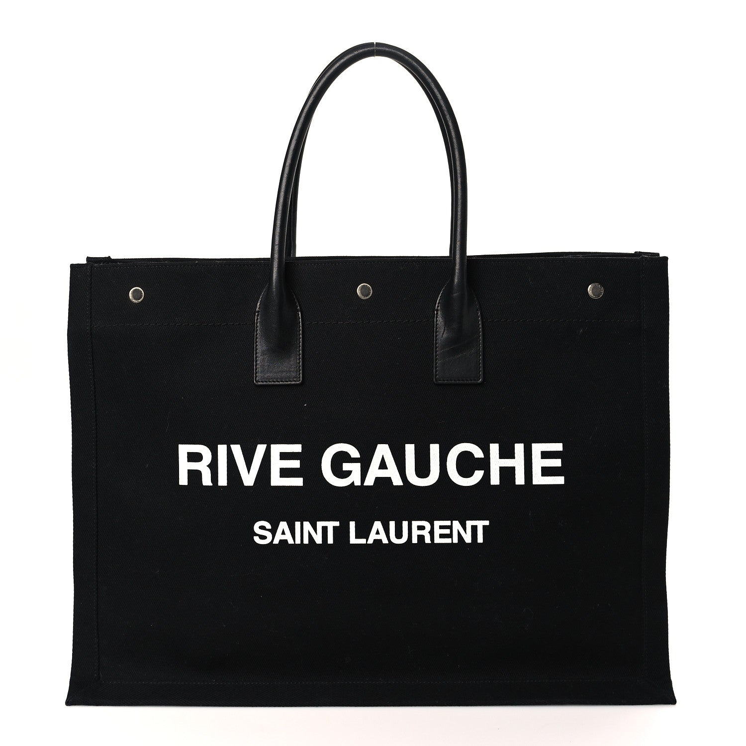 Saint Laurent Linen Calfskin Rive Gauche Tote Black 1 of 8