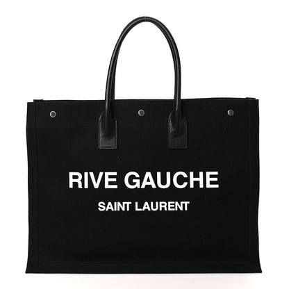 Saint Laurent Linen Calfskin Rive Gauche Tote Black 1 of 8