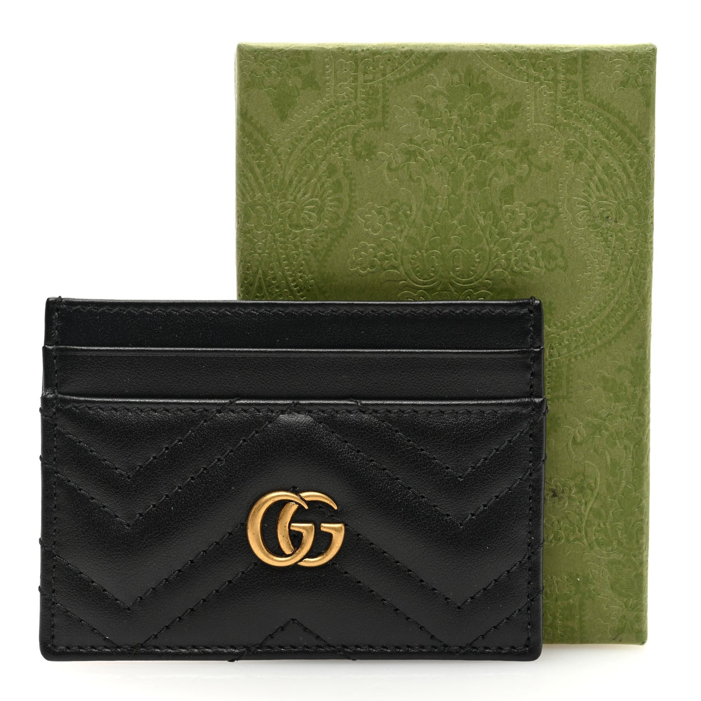 Calfskin Matelasse GG Marmont Card Holder Black