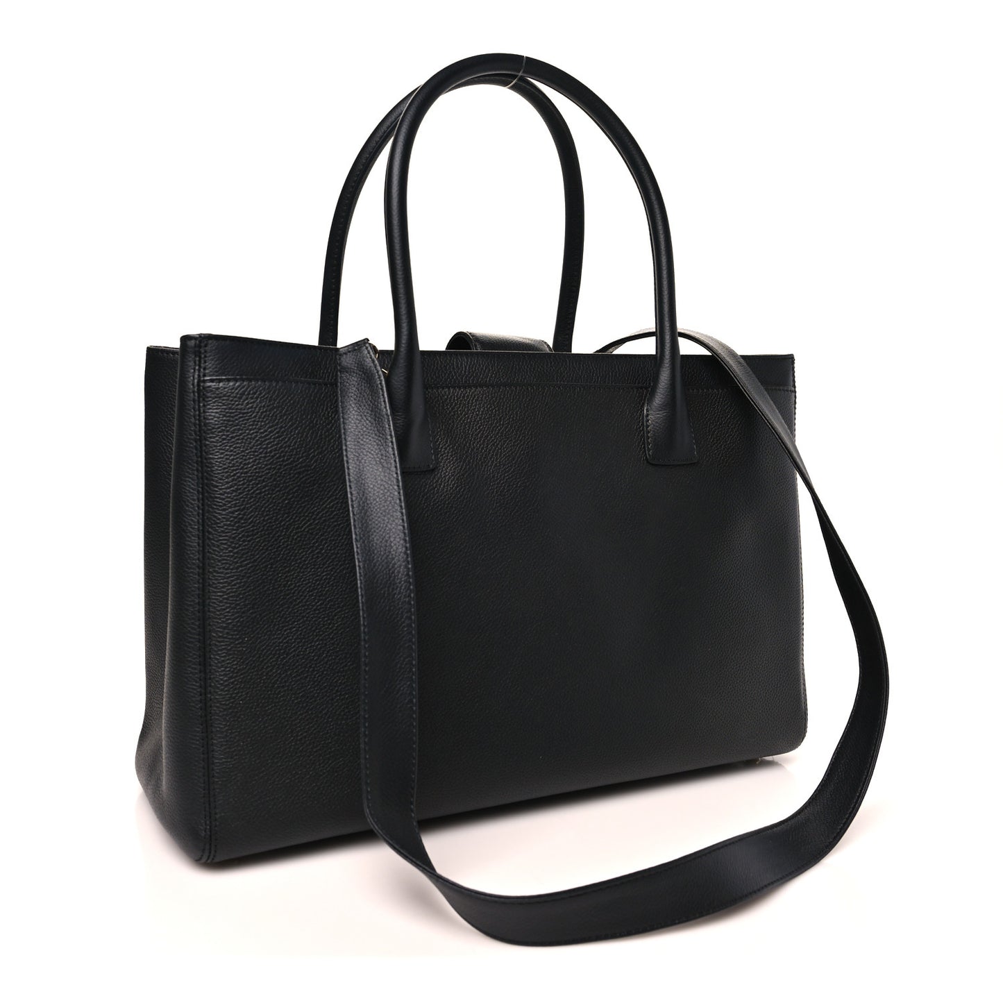Calfskin Cerf Executive Shopper Tote Black