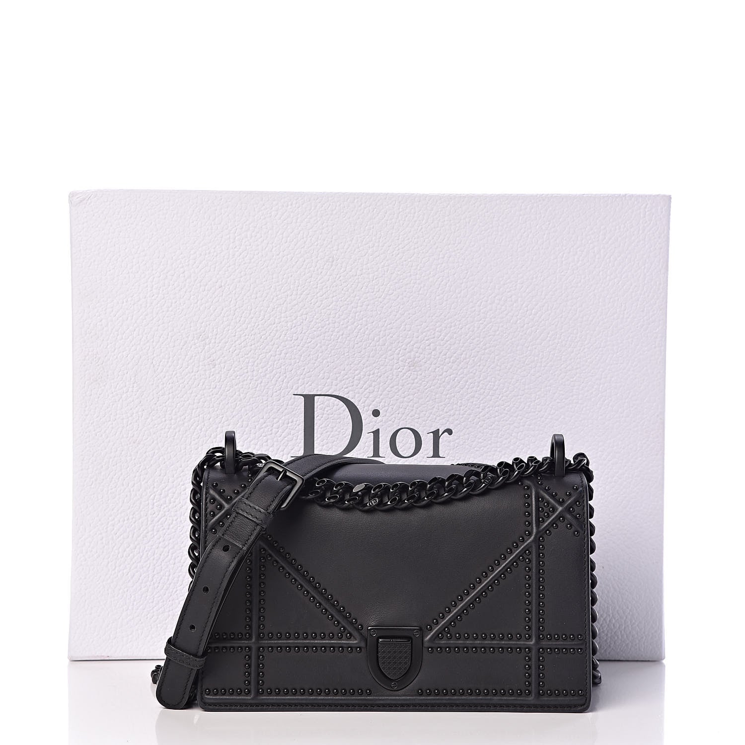 Christian Dior Ultra Matte Calfskin Studded Small Diorama Flap Bag Black 13 of 13