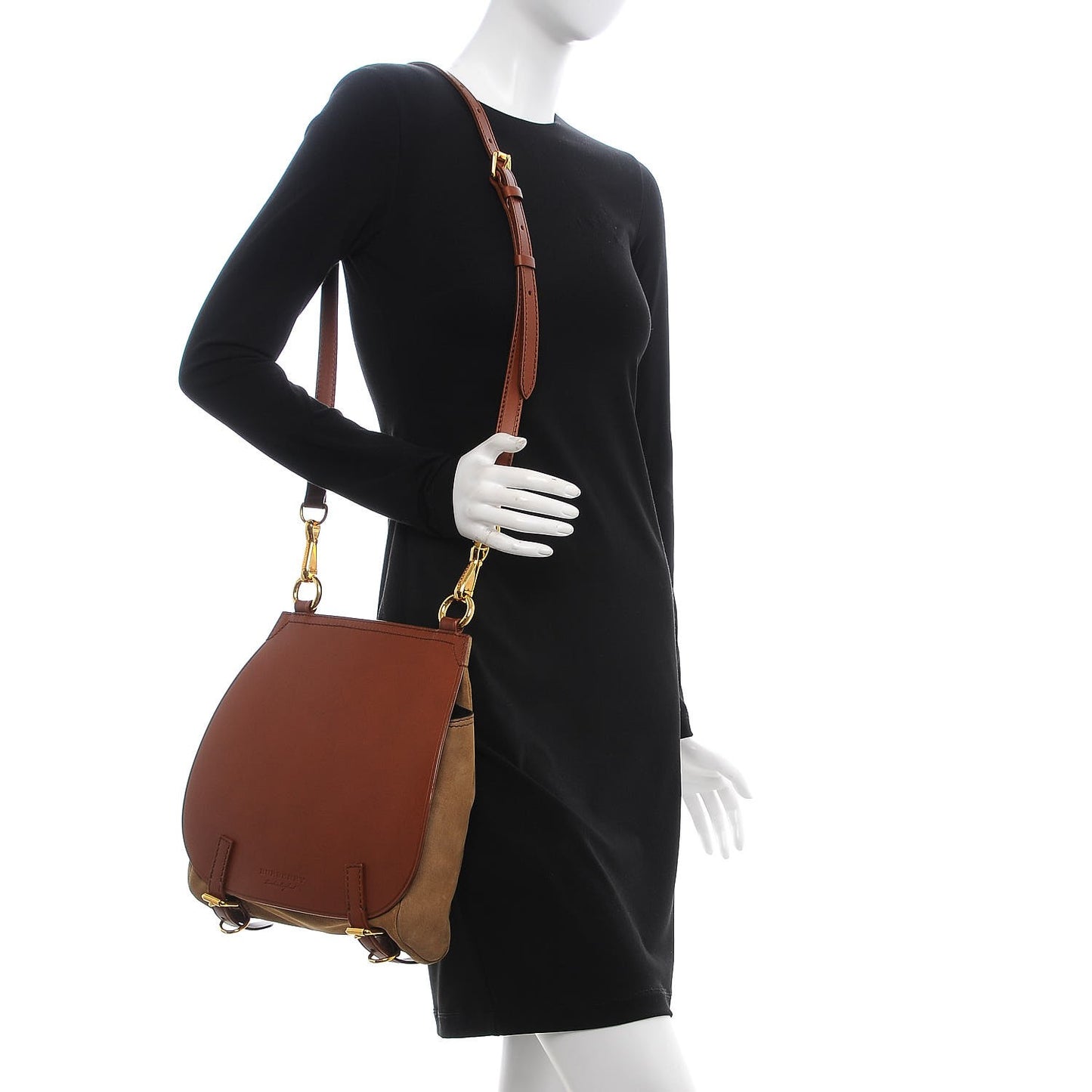 Calfskin Suede Bridle Saddle Bag Brown
