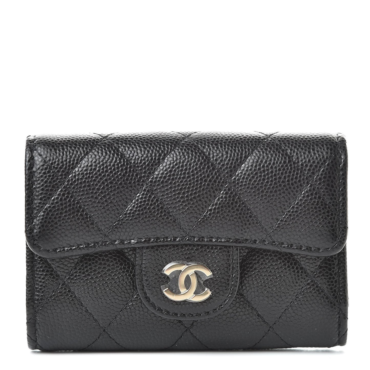 Caviar Quilted Classic 4 Key Holder Wallet Black