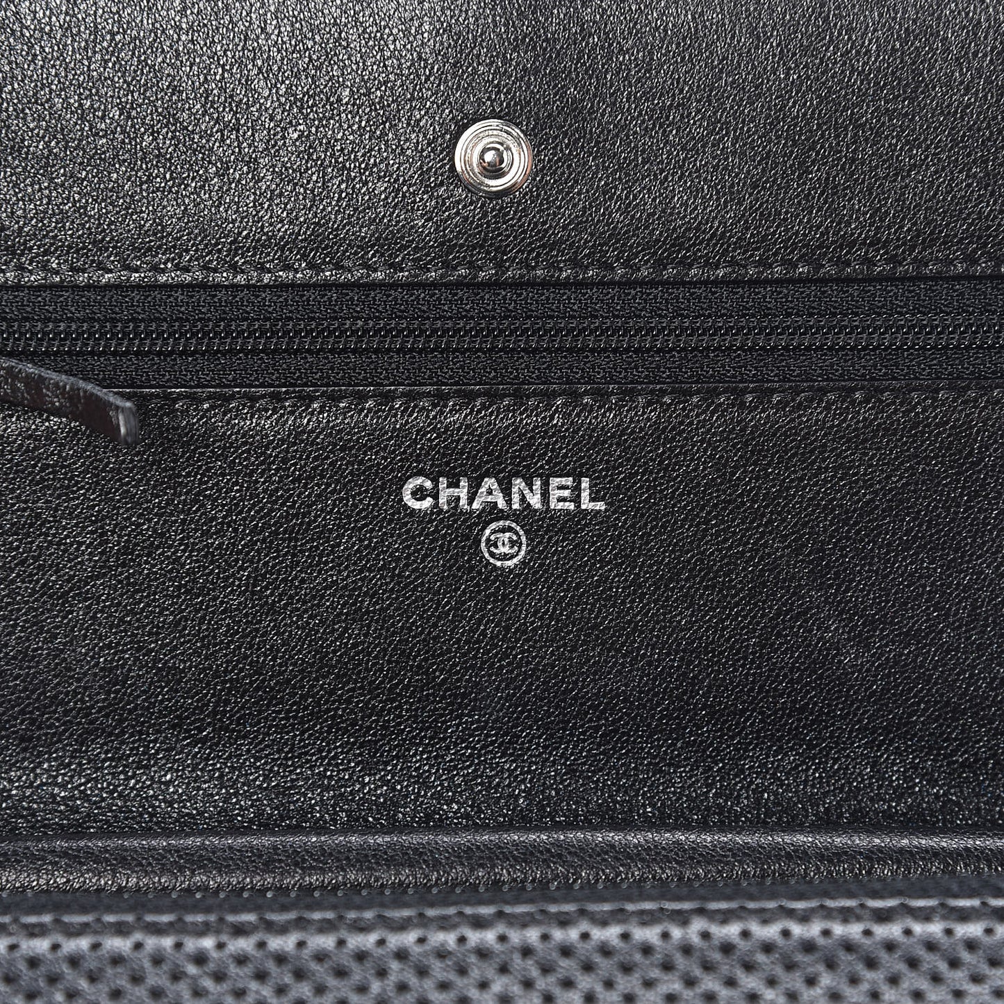 Perforated Lambskin Quilted Wallet On Chain WOC Black