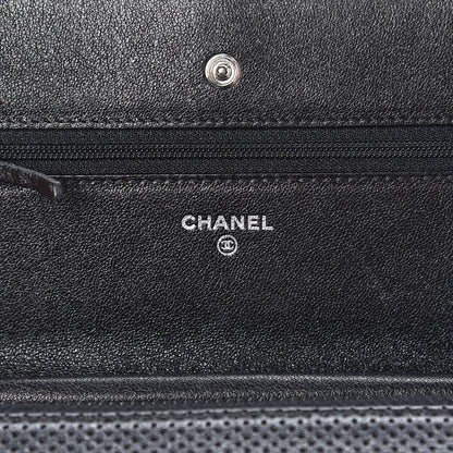 Chanel Perforated Lambskin Quilted Wallet On Chain WOC Black 6 of 11