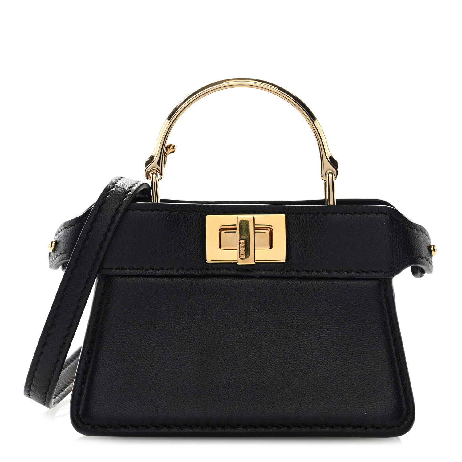 Fendi Shiny Nappa Nano Peekaboo Maxi Handle Satchel Black 1 of 8