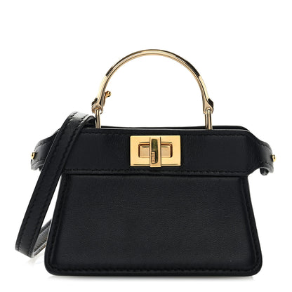 Fendi Shiny Nappa Nano Peekaboo Maxi Handle Satchel Black 1 of 8
