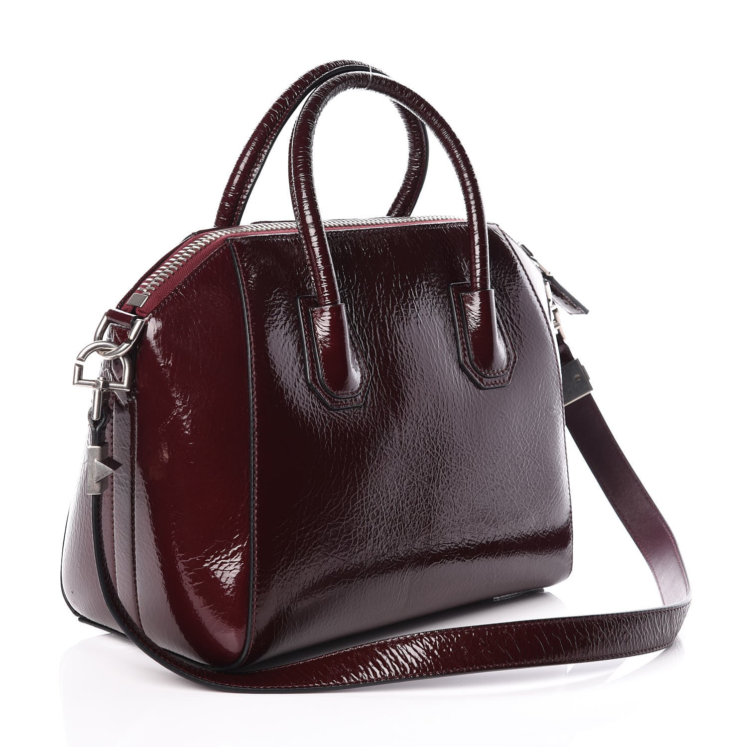 Givenchy Crinkled Patent Calfskin Small Antigona Aubergine 3 of 9