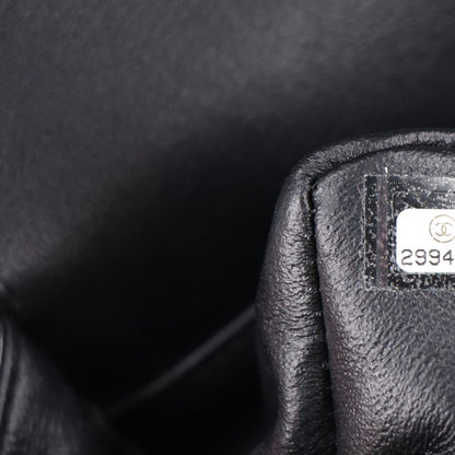 Chanel Shiny Crumpled Calfskin Quilted Medium Double Flap So Black 8 of 11